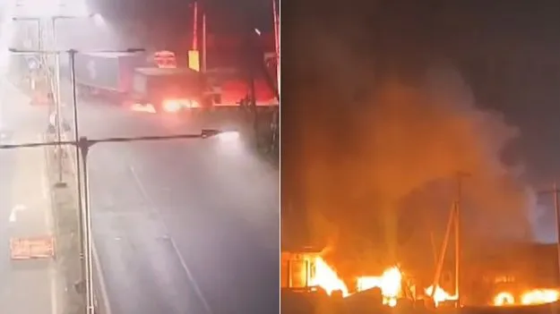 జాతీయ రహదారిపై రెండు కంటైనర్లు ఢీ