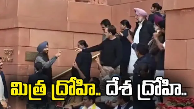 మిత్ర ద్రోహి.. దేశ ద్రోహి.. పార్లమెంట్ వెలుపల రాహుల్ గాంధీ, బీజేపీ ఎంపీ మధ్య వాగ్వాదం.. 