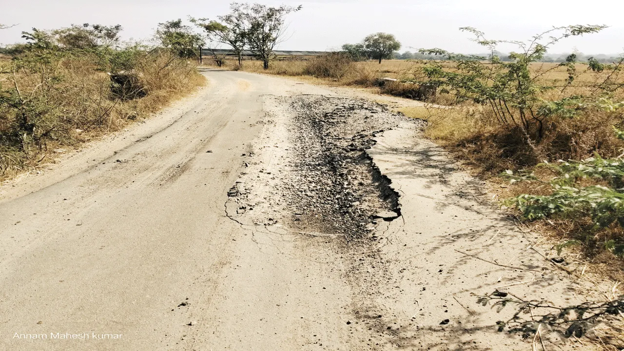 గుంతలమయంగా బీటీ రోడ్డు