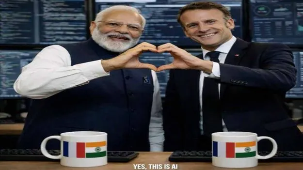 మోదీతో ఏఐ ఫోటోను షేర్ చేసిన మెక్రాన్