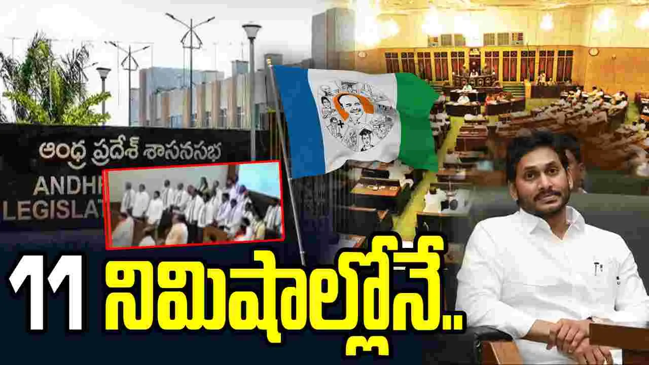 ఏపీ అసెంబ్లీలో వైసీపీ వాకౌట్.. 11 నిమిషాల్లోనే మాజీ సీఎం జగన్ బయటకు..