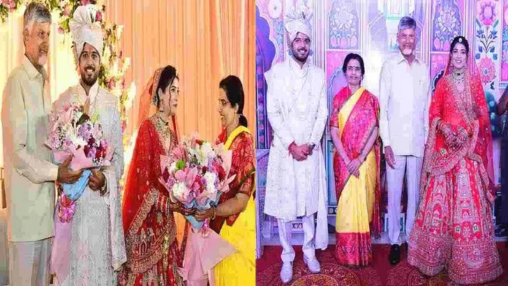 ఐఏఎస్ అధికారి దంపతులను ఆశీర్వదించిన సీఎం చంద్రబాబు దంపతులు