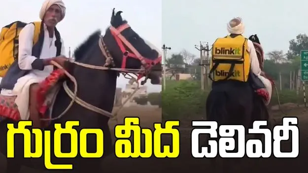 ముందెన్నడూ చూడని రీతిలో బ్లింకిట్ డెలివరీ.. ఏకంగా గుర్రం మీద స్వారీ చేస్తూ..