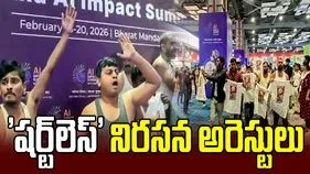 AI ఇంపాక్ట్ సమ్మిట్‌లో 'షర్ట్‌లెస్' నిరసనపై పోలీసుల చర్య.. యూత్ కాంగ్రెస్ అధ్యక్షుడి అరెస్ట్