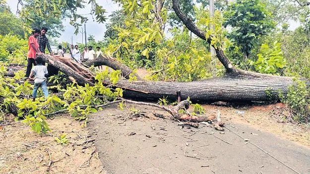 ఈదురు గాలులతో భారీ వర్షం