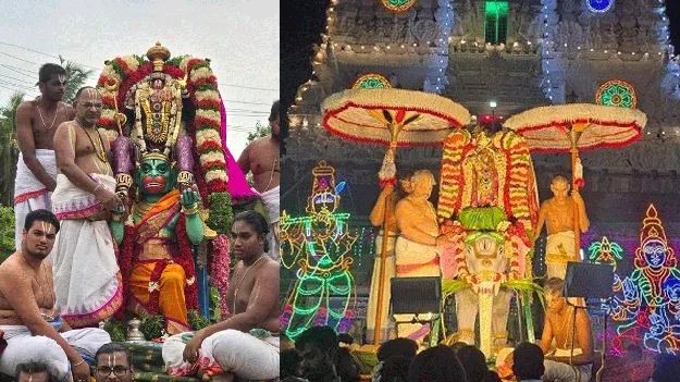 హనుమంత, గజ వాహనాలపై వేణుగోపాలుడి దివ్యతేజం 