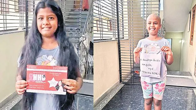 క్యాన్సర్‌ బాధితుల కోసం చిన్నారి జుట్టు త్యాగం