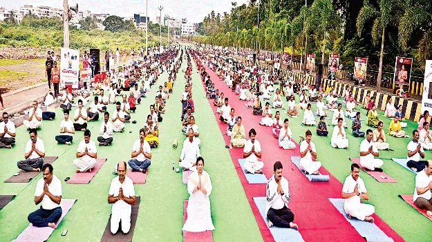 Practicing yoga with enthusiasm ఉత్సాహంగా యోగా
