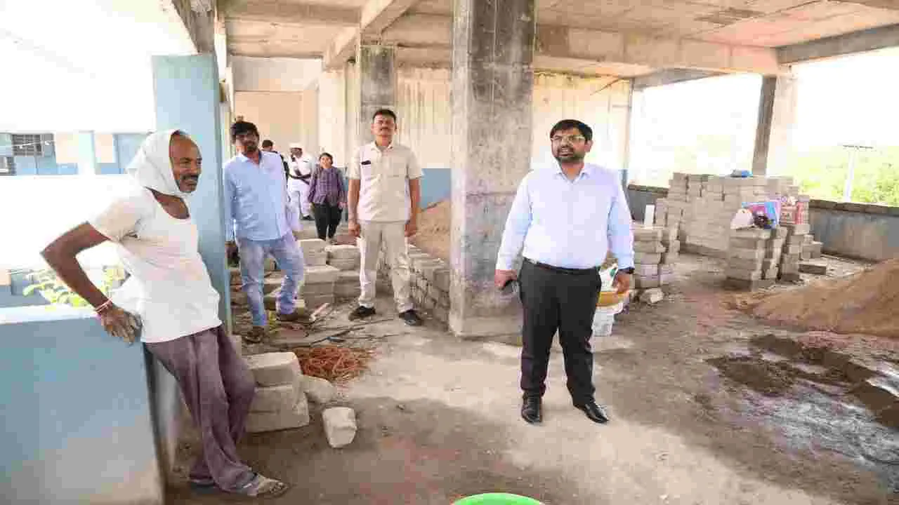 పాఠశాల అభివృద్ధి పనుల్లో వేగం పెంచాలి