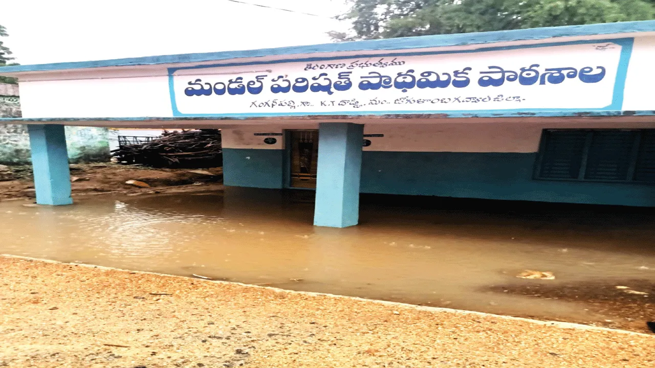 ప్రభుత్వ పాఠశాలలోకి వర్షపు నీరు
