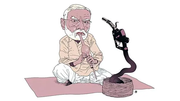 పామును ఆడిస్తున్నట్లుగా మోదీ కార్టూన్‌!