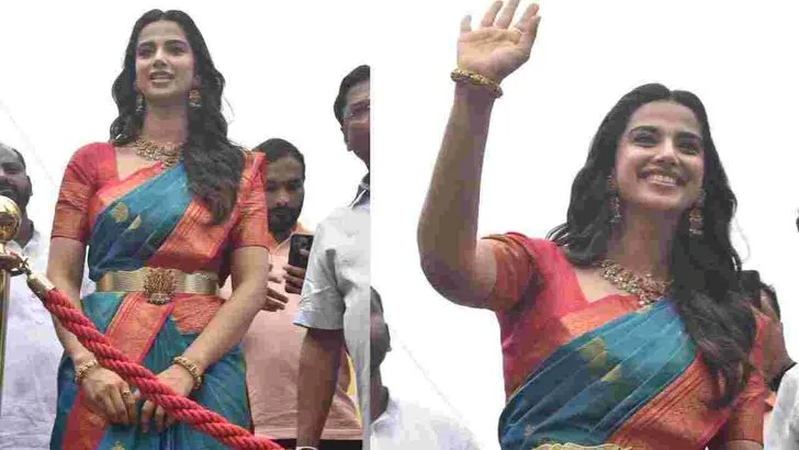 దిల్‌సుఖ్‌నగర్‌లో సినీనటి మీనాక్షి చౌదరి సందడి