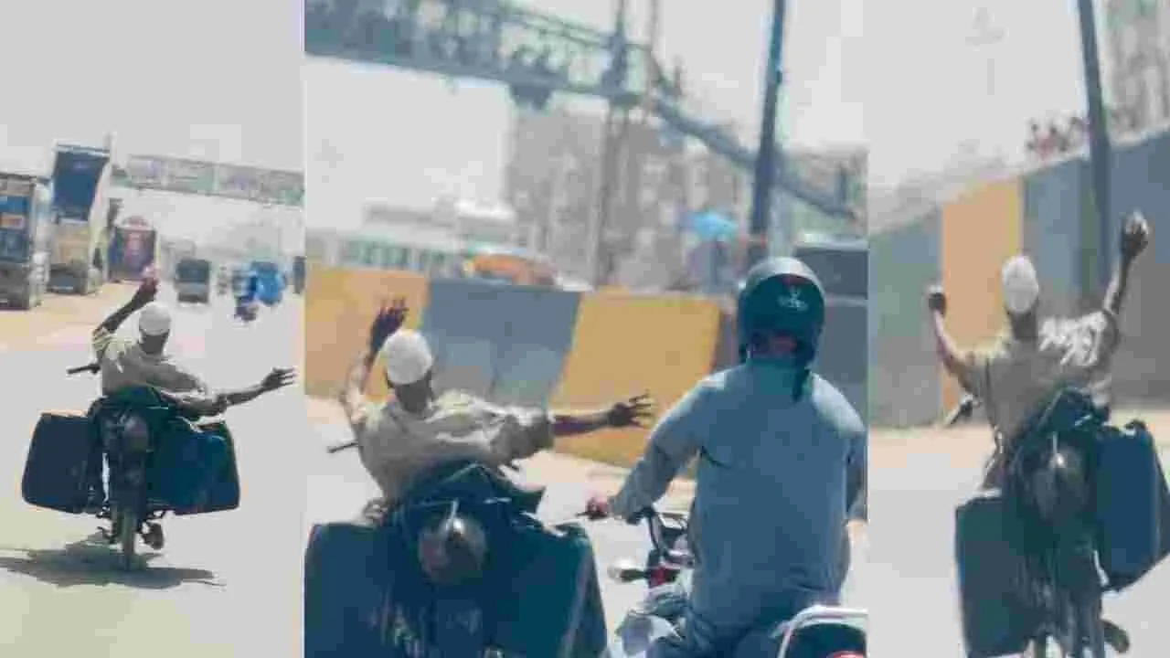 నడిరోడ్డుపై బైక్ తో తాతయ్య వీరవిహారం.. వీడియో వైరల్