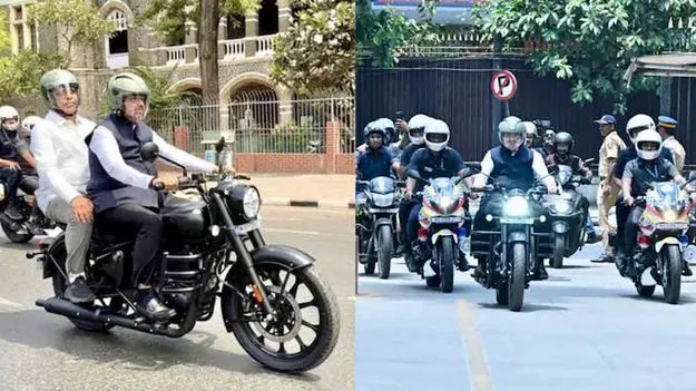 శాసన మండలికి బైక్‌పై వెళ్లిన మహారాష్ట్ర సీఎం దేవేంద్ర ఫడ్నవీస్