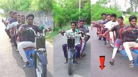 రోడ్డుపై దూసుకుపోతున్న సిక్స్ సీటర్ బైక్.. వీడియో వైరల్.. 