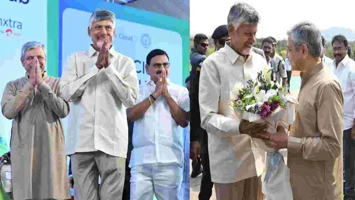 గూగుల్ ఏఐ డేటా హబ్‌‌కు శంకుస్థాపన చేసిన సీఎం చంద్రబాబు