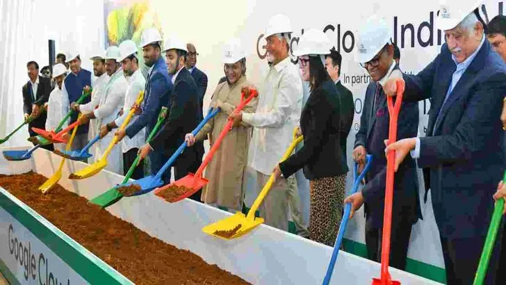 గూగుల్ ఏఐ డేటా హబ్‌‌కు శంకుస్థాపన చేసిన సీఎం చంద్రబాబు