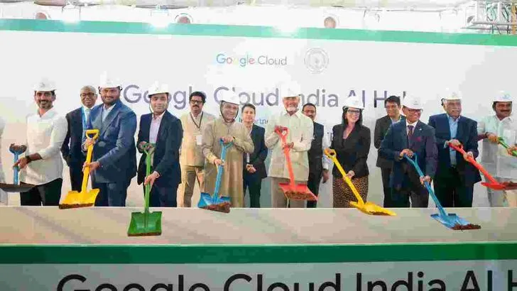 గూగుల్ ఏఐ డేటా హబ్‌‌కు శంకుస్థాపన చేసిన సీఎం చంద్రబాబు