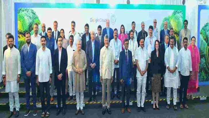గూగుల్ ఏఐ డేటా హబ్‌‌కు శంకుస్థాపన చేసిన సీఎం చంద్రబాబు