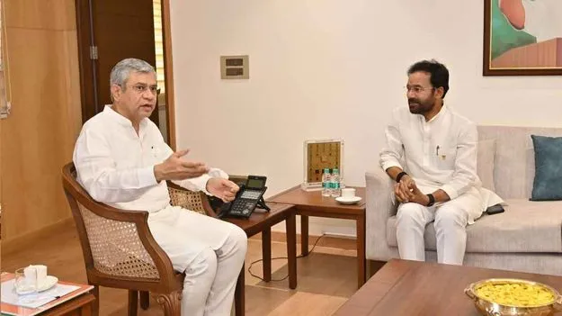 అశ్విని వైష్ణవ్‌తో  కిషన్ రెడ్డి భేటీ.. తెలంగాణ రైల్వే ప్రాజెక్టులపై చర్చ