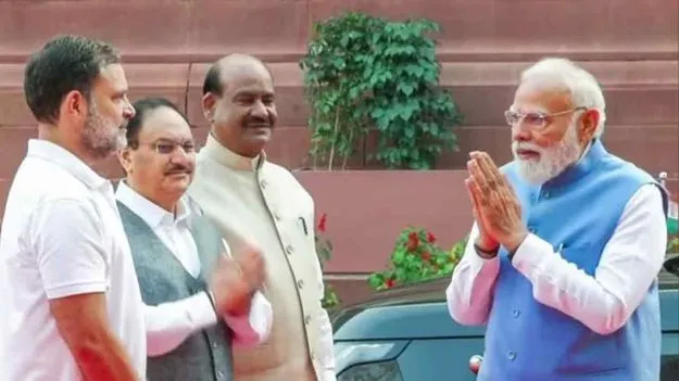 పార్లమెంటు ప్రాంగణంలో రాహుల్‌తో ముచ్చటించిన మోదీ