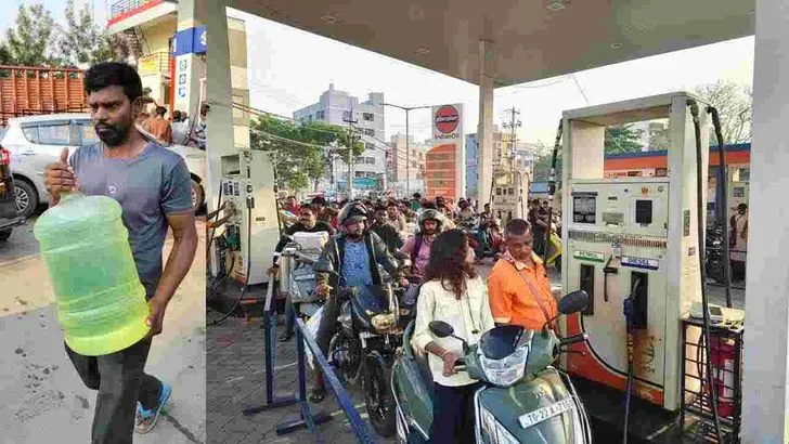 పెట్రోల్ కోసం.. వాహనదారుల కష్టాలు
