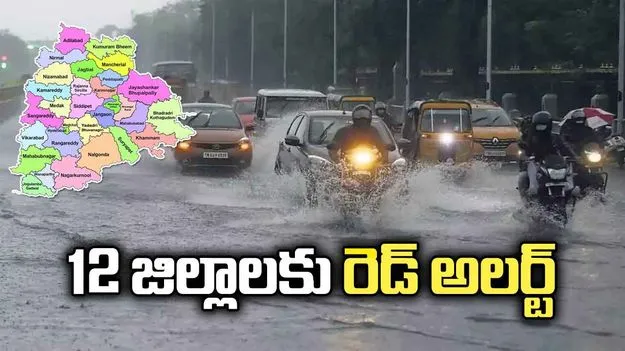 రాష్ట్ర వ్యాప్తంగా వర్షాలు.. 12 జిల్లాలకు రెడ్‌ అలర్ట్‌ జారీ