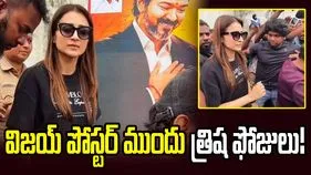 విజయ్ పోస్టర్ ముందు ఫోజులిచ్చిన త్రిష... వీడియో వైరల్