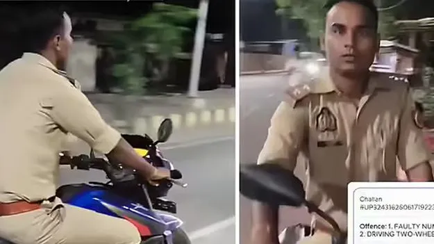 పోలీసులకు ట్రాఫిక్ రూల్స్ వర్తించవా?.. ఓ అధికారిని నిలదీసిన సామాన్యుడు..