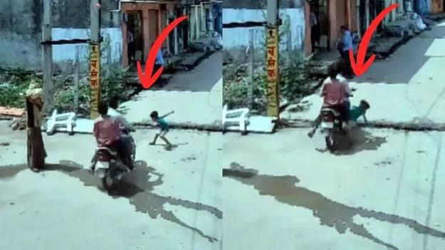 చిన్నారిని ఢీకొట్టిన ద్విచక్రవాహనం.. చూస్తే కన్నీళ్లు ఆగవు..