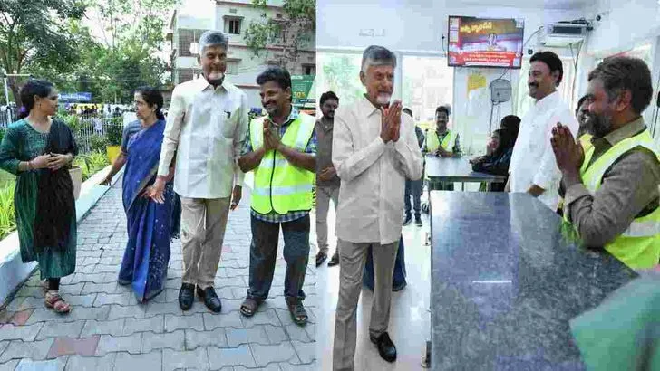 పేదలతో కలిసి అల్పాహారం తీసుకున్న చంద్రబాబు దంపతులు