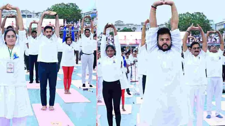 విజయవాడలో యోగా దినోత్సవంలో పాల్గొన్న సీఎం చంద్రబాబు