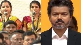 విజయ్ ప్రమాణ స్వీకారం.. వందేమాతర గేయం ఆరు చరణాలు ఆలపించి..
