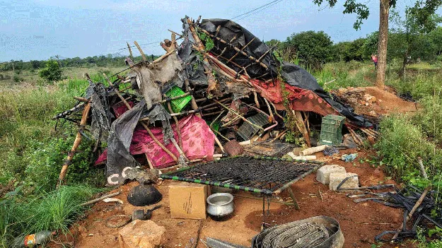 గిరిజన రైతు ఇంటిని కూల్చేసిన మదగజం