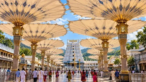 వర్షం వచ్చినా భక్తులు తడవకుండా..