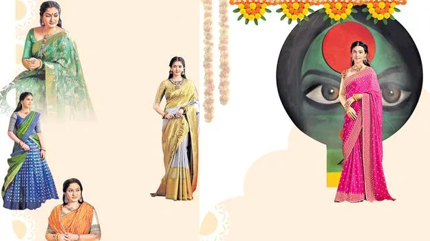 రంగు రంగుల చీరలతో పండుగ శోభ