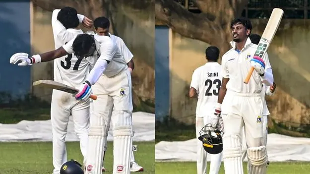 సెంచరీ అనంతరం  కన్నీళ్లు పెట్టుకున్న బెంగాల్ బ్యాటర్ అభిషేక్!