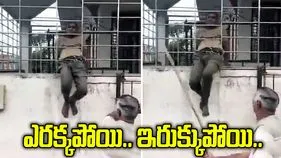 గ్రిల్‌లో చిక్కాడు.. కర్రలతో చితకబాదారు.. వీడియో వైరల్