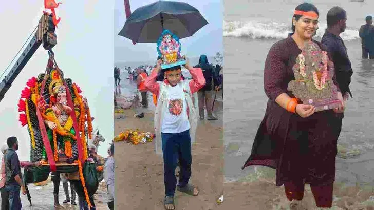 సందడిగా తెలుగు రాష్ట్రాల్లో గణేశ్ నిమజ్జనం..