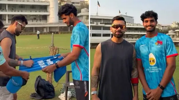 యువ క్రికెటర్ కల నెరవేర్చిన విరాట్ కోహ్లీ.. వీడియో వైరల్