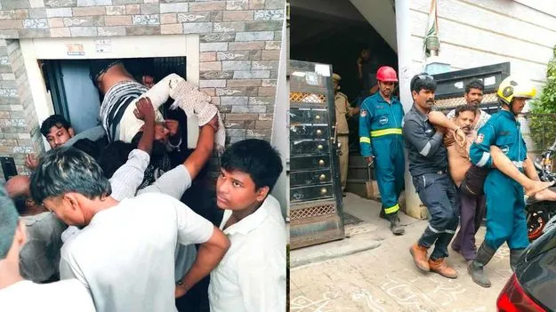 హైదరాబాద్ మూసాపేటలో లిఫ్ట్ ప్రమాదం.. లిఫ్ట్, గోడ మధ్య ఇరుక్కుపోయిన వ్యక్తి..