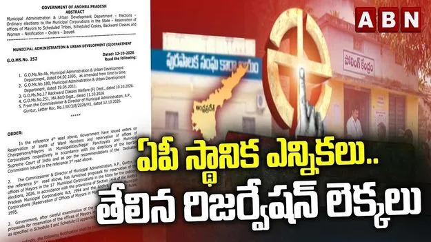 ఏపీలో 106 మున్సిపాలిటీ చైర్‌పర్సన్‌ పదవులకు రిజర్వేషన్ల ఖరారు