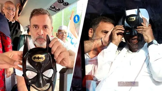 బ్యాట్‌మన్ మాస్కులతో రాహుల్ గాంధీ.. ఢిల్లీలో కాంగ్రెస్ వినూత్న ప్రచారం