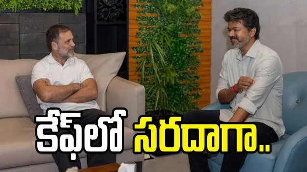 రాహుల్ గాంధీతో విజయ్ భేటీ.. కేఫ్‌లో కాఫీ, తిరమిసు.. అభిమానులతో సెల్ఫీలు..
