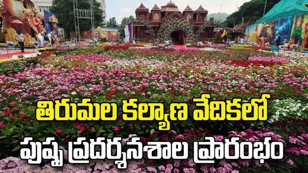 తిరుమల కల్యాణ వేదికలో పుష్ప ప్రదర్శనశాల ప్రారంభం