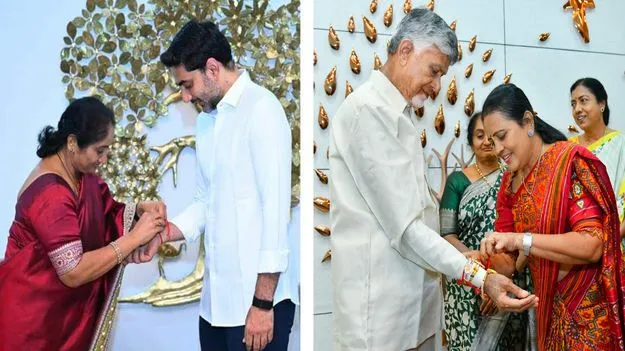 సీఎం, లోకేశ్‌కు రాఖీలు కట్టిన మహిళా నేతలు