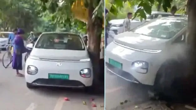 ఆగని కారు.. వాహనం వెంట ఓనర్ పరుగులు