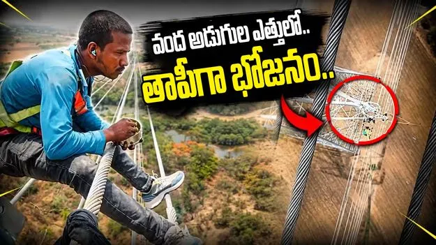 వందల అడుగుల ఎత్తులో.. విద్యుత్ తీగపై భోజనం! వీడియో వైరల్