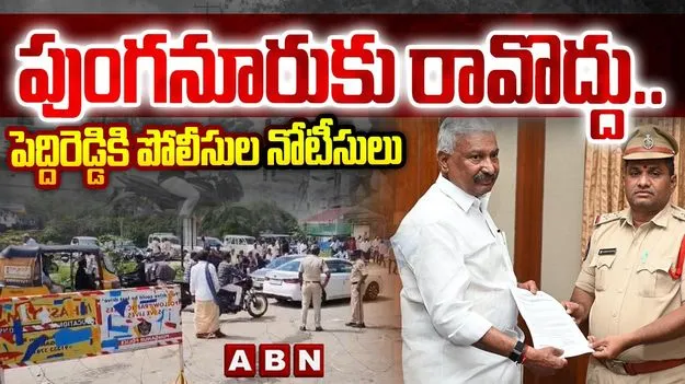 మాజీ మంత్రి పెద్దిరెడ్డికి పోలీసుల నోటీసులు.. పుంగనూరుకు రావొద్దని ఆదేశం