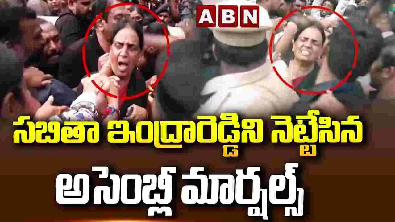 సబితా ఇంద్రారెడ్డిని నెట్టేసిన అసెంబ్లీ మార్షల్స్